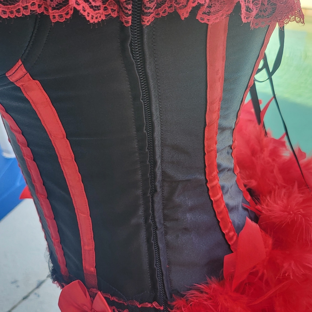 Vintage Burlesque Moulin Rouge Can-Can corset with boots costume, small? - Picture 10 of 16